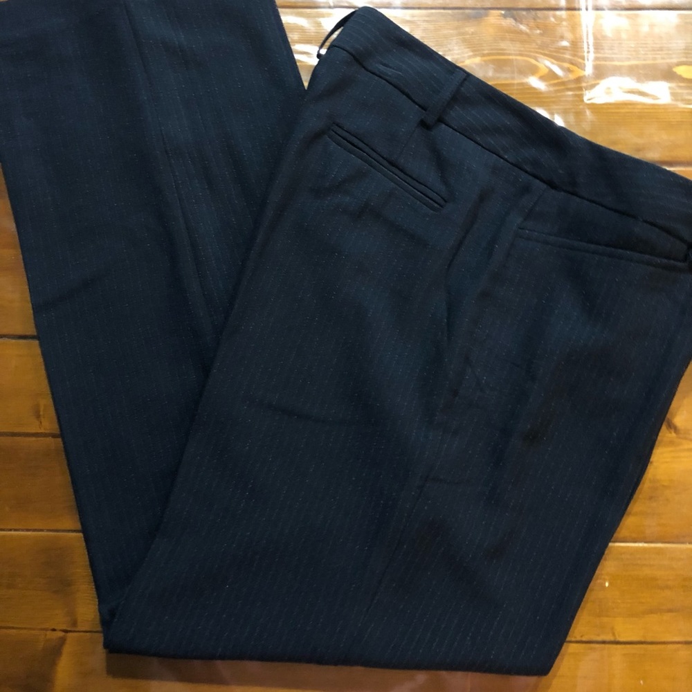 Ladies Navy Blue Pinstripe Dress Slacks 10P